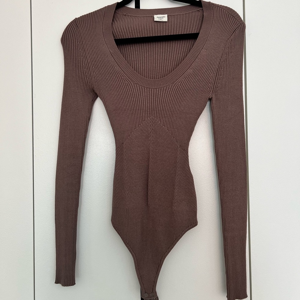Abercrombie Scoopneck Sweater Bodysuit Light Brown XS